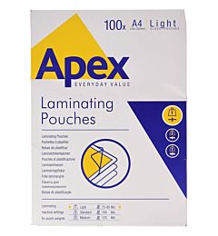 POUCHES APEX A4 75/80 MY 6003201 CONF. 100 PEZZI Apex Custodie per plastificazione A4Cartoleria