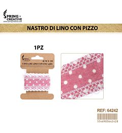 NASTRO IN LINO ORNATO ROSA