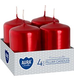 SET 4 CANDELE VOTIVE 3,8X6CM - ROSSO METALLICOAura