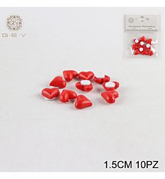 ADESIVO CUORE 1.5CM ROSSO CF.10PZ