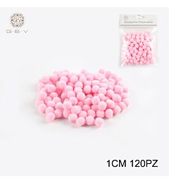 PALLINE IN POLIESTERE FIBRA 1CM 120PZ ROSA