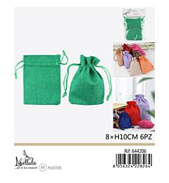 SACCHETTI EFFETTO LINO - VERDE 8x10CM - 6PZ