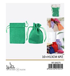 SACCHETTI EFFETTO LINO - VERDE 10x13CM - 6PZ