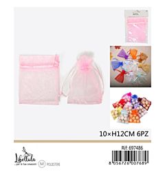 SACCHETTI DI ORGANZA - ROSA 10x12CM - 6PZ