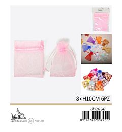 SACCHETTI DI ORGANZA - ROSA 8x10CM - 6PZ