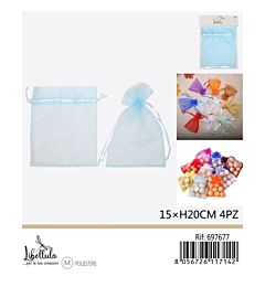 SACCHETTI DI ORGANZA - CELESTE 15x20CM - 4PZ