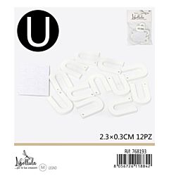 LETTERA "U" IN LEGNO - 2,3x0,3CM -12PZGev