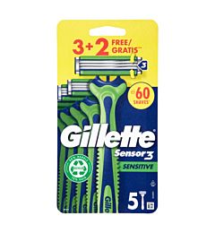 Gillette Sensor3 Sensitive Rasoio Da Uomo 3+2