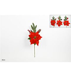 STELO STELLA DI NATALE C/BACCHE E PIGNE 3 ASS.   XDue Esse