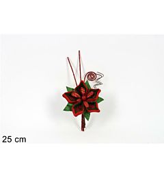 RAMO FIORE NATALIZIO 25CM ROSSO BMD-167/REDDue Esse