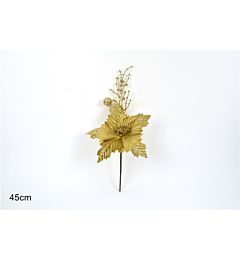 STELO FIORE NATALIZIO C/GLITTER 45CM ORO ART.LC-17Due Esse