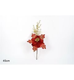 STELO FIORE NATALIZIO C/GLITTER 45CM ROSSO ART.LC-Due Esse