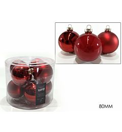 SET 8 PALLE VETRO 80MM ROSSO ASSHappy Casa