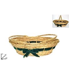 CESTA OVALE ORO C/FIOCCO VERDE E MANICI 51X40CM ARDue Esse