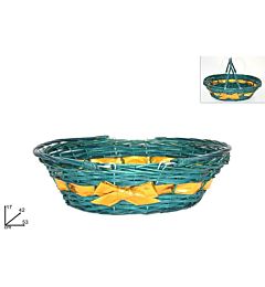 CESTA OVALE VERDE C/FIOCCO ORO E MANICI 51X40CM ARDue Esse