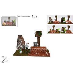 SCENARIO ANIMALI C/ABBEVERATOIO 17CM4ASS HGW-1031Due Esse