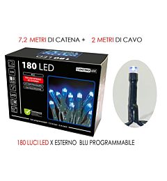 180 LUCI LED  BLU X ESTERNO PROGRAMM.Happy Casa