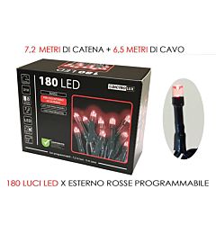 180 LUCI LED ROSSE X ESTERNO  PROGRAMM.Happy Casa