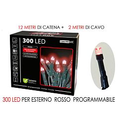 300 LUCI LED ROSSE X EST.PROGRAMM.Happy Casa