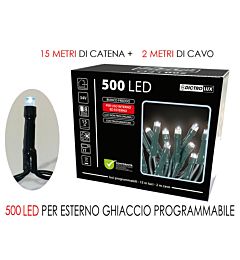 500 LUCI LED BIANCO GHIACCIO X EST. PR.Happy Casa