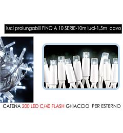 CATENA 200 LED C/40 FLASH GHIACCIOHappy Casa