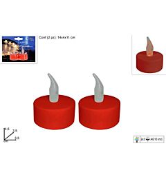 LUMINO FIAMMA TEALIGHT ROSSO C/BATT.SET 2PZ ART.LEDue Esse