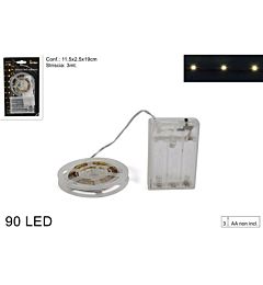 STRISCIA LED ADESIVA 3MT 90LED BATT.BIANCO CALDO YDue Esse