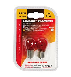 CP.LAMPADE 1 FILAM. 21W BA15S  RED-DYED  COLOURLampa