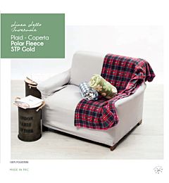 PLAID POLAR FLEECE STP GOLDLovely Home