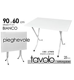 URU/TAVOLO BIANCO T.25MM 60*90*77 0154Gicos