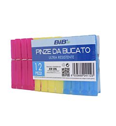 PINZA DA BUCATO PLASTICA 12PZBib