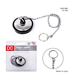 DC CASA TAPPO LAVELLO D.40MM COP+CATENA INOX 25CMDc