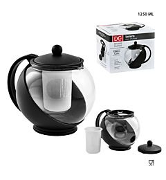 TEIERA C/INFUSORE VETRO 1250ML NERO