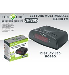 RADIO SVEGLIA DIGITALE CON DISPLAY LED ROSSOTekone