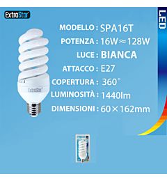 LAMPADINA A LED OPACA SPIRALE E27 16W 1440LM 6500KExtrastar