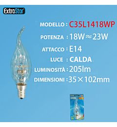 LAMPADINA A RISPARMIO ENERGETICO E14 18W 205LM 270Extrastar