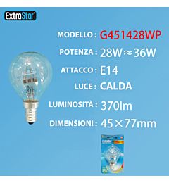LAMPADINA A RISPARMIO ENERGETICO E14 28W 370LM 270