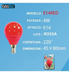 LAMPADINA LED E14 4W LUCE ROSSA