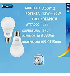 LAMPADINA LED E27 12W 1080LM 6500K  2PZ