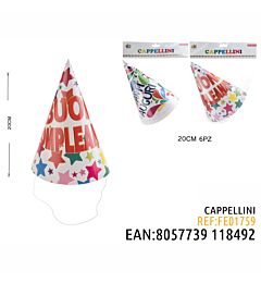 CAPPELLINI DA FESTA IN CARTA 20CM 6PZDz