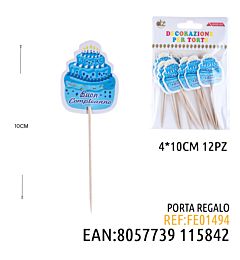 PICKS SAGOMATI BUON COMPLEANNO CELESTE 3*7CM