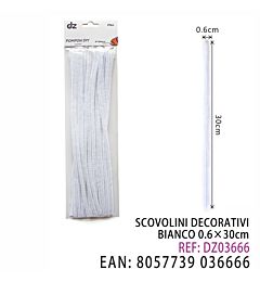 SCOVOLINI DECORATIVI BIANCO 0.6*30CM 25PZDz