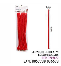 SCOVOLINI DECORATIVI ROSSO 0.6*30CM 25PZ