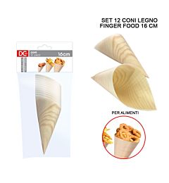 DC CASA CONO LEGNO FINGER FOOD 16CM 12PZ