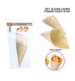 DC CASA CONO LEGNO FINGER FOOD 18CM 10PZDc