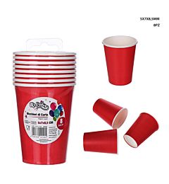 MR.PARTY BICCHIERE CARTA 250CC 5X7X8.5CM 8PZ ROSSO