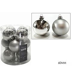 SET 12 PALLE VETRO 60MM SILVER ASS