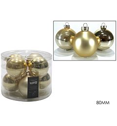SET 8 PALLE VETRO 80MM CHAMPAGNE ASS