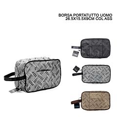 BORSA PORTATUTTO UOMO QUADRATI 26.5X15.5X9CM ASS