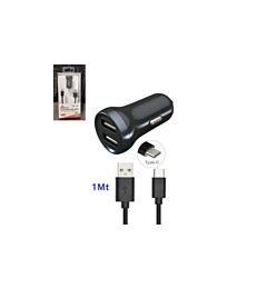 WIMITECH CARICATORE DA AUTO 5V/2.4A CON 2 PORTE USB, CAVO C